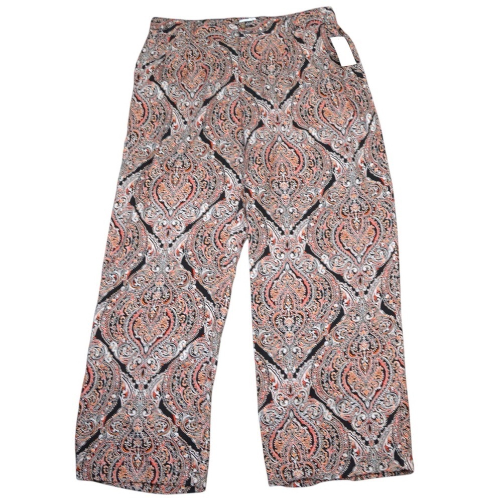 Liz Claiborne 100% Rayon Paisley Pattern Wide Leg Pants, Size 16 NEW